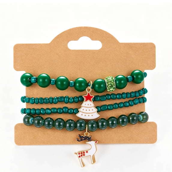 OAVQHLG3B Christmas Bracelets for Women, Snowflake Santa Claus Christmas Tree Festive Beaded Bracelets Stackable Stretch Friendship Bracelets