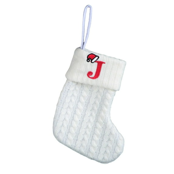 OAVQHLG3B 7.8 inch Mini Cute Knit Initial Embroidered Christmas Stocking Personalized Initial Christmas Stocking Family Holiday Xmas Party Decor Christmas Decorations