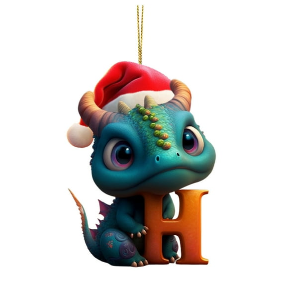 OAVQHLG3B Christmas Dinosaur Ornaments 26 Initial Letter Cartoon Pendant,Acrylic Dino Figures Hanging Gift for Christmas Tree, Funny Dinosaur Decor for Kids,Christmas Tree Decorations,Christmas Decor