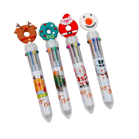 OAVQHLG3B Christmas Gift Color Pens, Ballpoint, Assorted Ink Colors, 4 Count