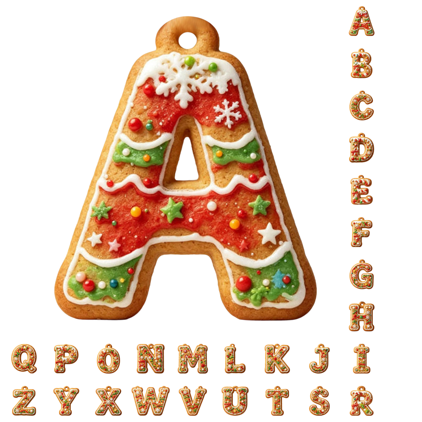 OAVQHLG3B Christmas Initial Ornament, Acrylic Gingerbread Cookie Letter ...