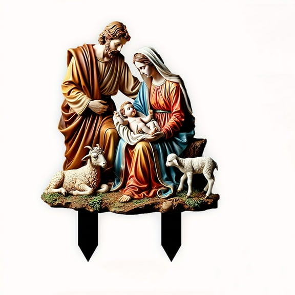Clearance! Christmas Outdoor Nativity Set Outdoor Yard Signs Holy Family Outdoor Decorations Nativity Lawn Signs Nativity Holiday Yard Display for Xmas Outdoor Home Decorations