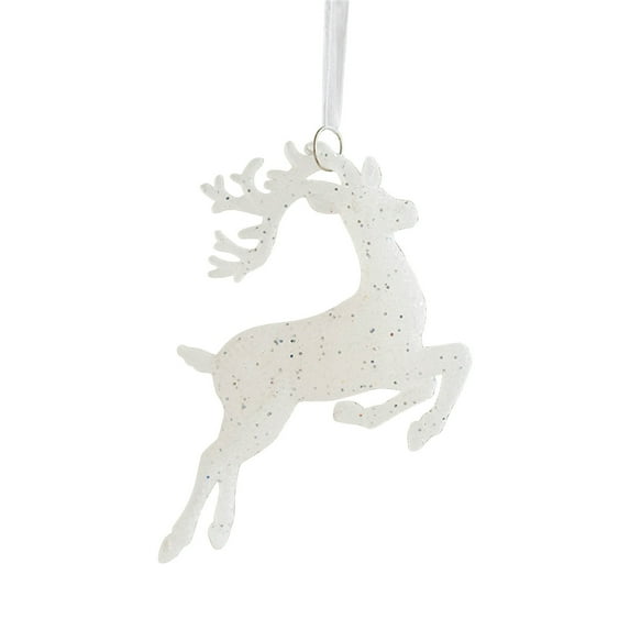 OAVQHLG3B Christmas Tree White Reindeer Ornaments Glitter Hanging Plastic Elk Figurine Ornament for Holiday Party Decoration Xmas Gift Decor Home Accessories