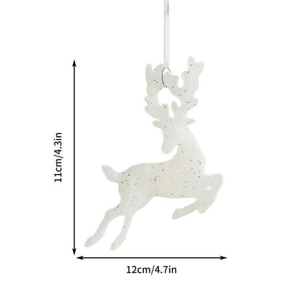 OAVQHLG3B Christmas Tree White Reindeer Ornaments Glitter Hanging Plastic Elk Figurine Ornament for Holiday Party Decoration Xmas Gift Decor Home Accessories