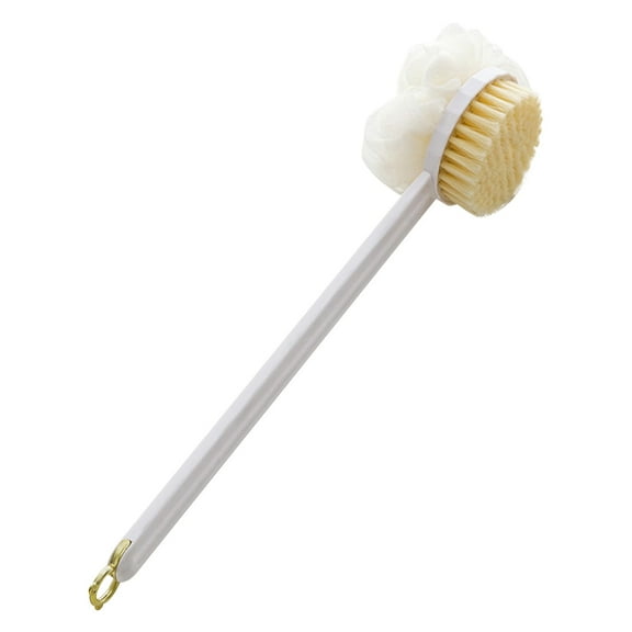 OAVQHLG3B Bath Sponge Back Brush Long Handle for Shower, Double Sided Exfoliating Back Scrubber Brush Shower Body Brush with Soft Bristles and Loofa