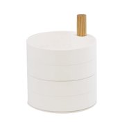Round Multi-layer Desktop Jewelry Storage Box, 4-Layer Rotating Travel Jewelry Tray Case with Lid for Bracelets Rings Bracelets - White