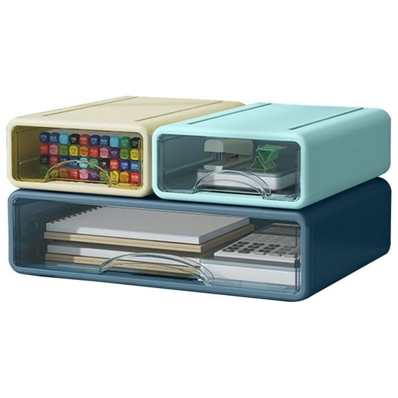 OAVQHLG3B Stackable Desk Organizer Drawer Large Desktop Paper Storage Organizer For Standard Paper Clear Stacking Drawer Organizer Box For Office, Home,Stationery Large