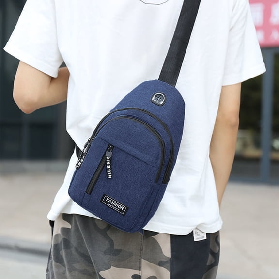OAVQHLG3B Waterproof Strap Bag Crossbody Backpack With Headphone Hole Strap Backpack Hiking Backpack Multipurpose Crossbody Chest Bag