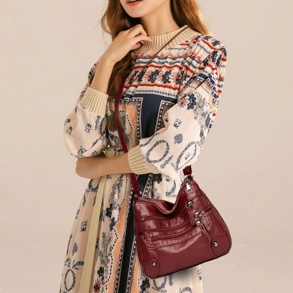 OAVQHLG3B Zipper Crossbody Bag With Wide Shoulder Strap Phone Wallet, Shoulder Purse, Multiple Zipper Pockets.