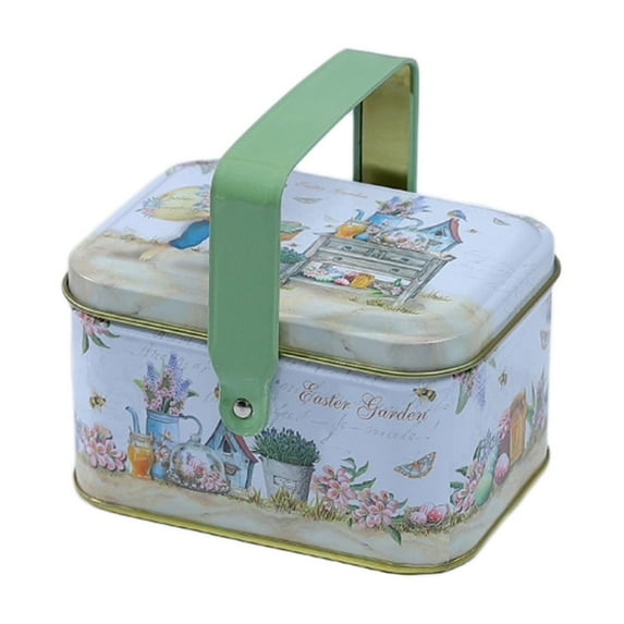 OAVQHLG3B Cookie Tin Cute Strawberry Candy Tin Container Empty Metal Tins Box with Handle Rectangle Biscuit Storage Tin Can Goody Treat Tin for Christmas Wedding Baby Shower Party Favor