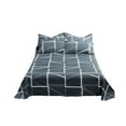 thumbnail image 1 of OAVQHLG3B Cotton Bed Sheets 3PC, Elegant Ivory, Light Gray, Navy & Denim Plaid, 3-Piece Minimalist Bedding Set with 2 Pillow Cases, 1 of 6