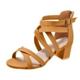 thumbnail image 1 of OAVQHLG3B Cross Strap Zipper Sandals High Heel Chunky Heel Women Sandals, 1 of 6