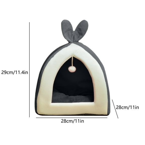 OAVQHLG3B Cute Cat Beds for Indoor Cats, 2 in 1 Large Cat Cave Bed for Puppy and Small Dog, Cozy Kitten Tent with Non-Slip Bottom, Blue, 11X11X11 inches
