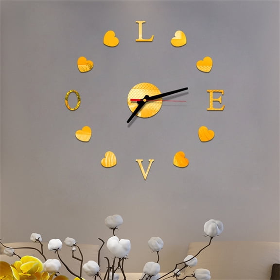 OAVQHLG3B DIY Wall Clock 3D Mirror Surface Sticker Home Office Decor Clock