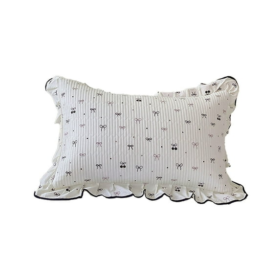 OAVQHLG3B Double Layers Cotton Pillowcase Vintage Floral Print Pillow Case Women Ruffled Pillow Cover, Envelope Closure, 18x29 inch