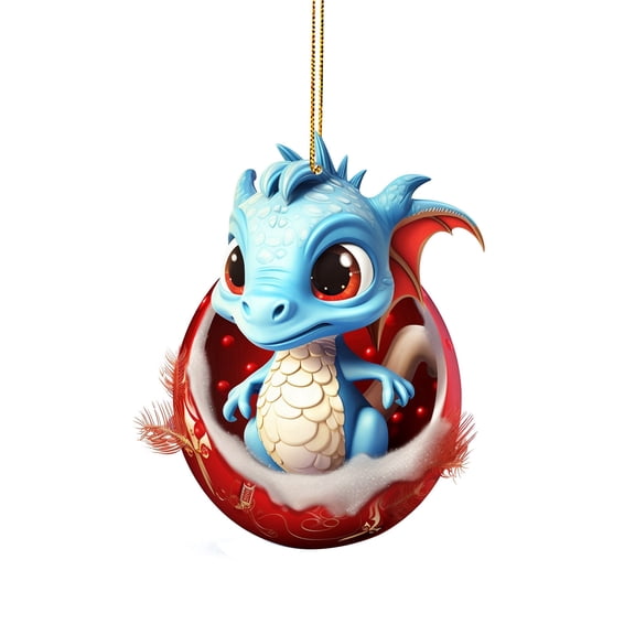 OAVQHLG3B Dragon Baby Christmas Hanging Ornaments for Christmas Tree, Acrylic Dragon Figurines Christmas Tree Hanging Ornament, Cute Cartoon Decorative Car Interior Pendant Hanging Decorations