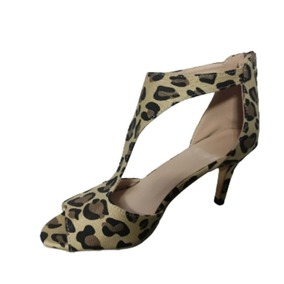 OAVQHLG3B Dress Sandals for Women Fashion Sexy Thin Heel High Heel Hollow Fish Mouth Sandals For Women Large Leopard Print Bag Heel Sandals For Women