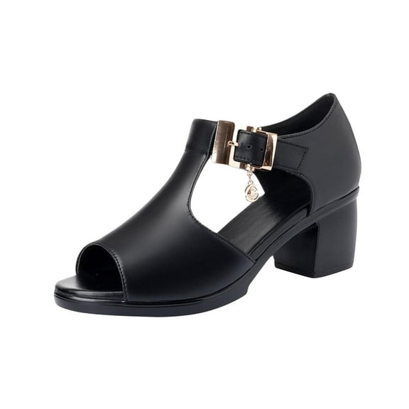OAVQHLG3B Dress Sandals for Women Summer Ladies Shoes Fish Mouth Thick Heel Casual Soft Bottom Women's Sandals