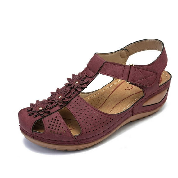 OAVQHLG3B Dress Sandals for Women Women's Ladies Girl Comfortable Hollow Flowers Round Toe Sandals Soft Sole Shoes