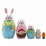 OAVQHLG3B Easter Bunny Russian Nesting Dolls Toys for Kids, 5pcs Animal Rabbit Wooden Matryoshka Dolls, Handmade Easter Decoration Gifts