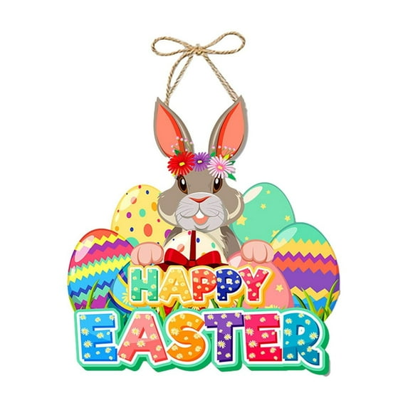 OAVQHLG3B Easter Decoration Easter Cute Rabbits Paper Door Hanging Party Scene Decoration Pendant Supplies Decoration Behind The Main Entrance Window Decoration