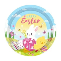 OAVQHLG3B Easter Decoration for Home Disposable Painted Paper Plates For Easter Water Proof Oil Draining Thickened Sturdy Plant Based Pulp Disposable Paper Plates For Holiday Decoration