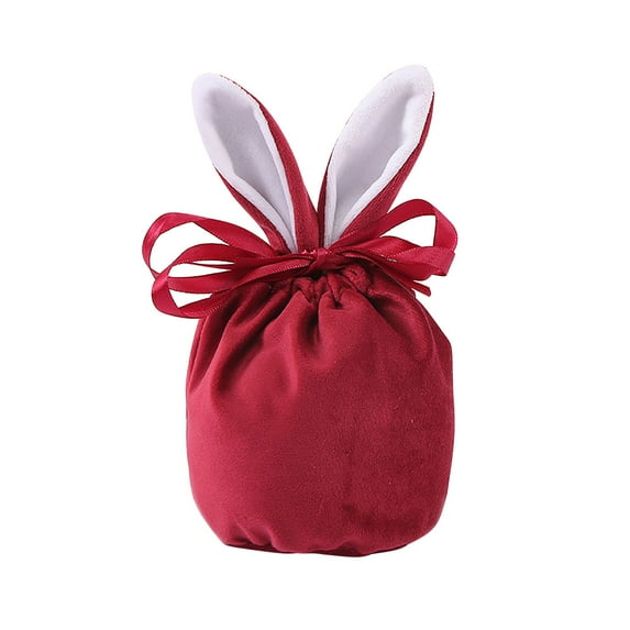 OAVQHLG3B Easter Decoration for Home Ears Velvet Bags Easter Decor Bunny Drawstring Velvet Bag Candy Packing Bag Gift Bag With Cute Ear