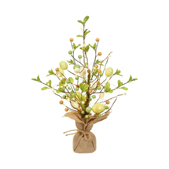 OAVQHLG3B Easter Decorations Easter Egg Tree with Lights, Lighted Trees Battery Powered, Tabletop Centerpiece Decor with Colorful Egg Ornaments for Home Table Party Spring Decoration
