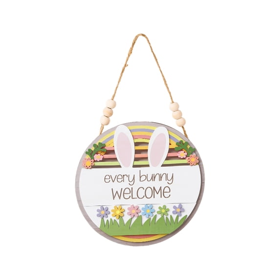 OAVQHLG3B Easter Round Wooden Hanging Sign, Bunny Welcome Wooden Plaque For Front Door, Porch, Outdoor Indoor, Farmhouse Wall Decor Party Favor & Decorations