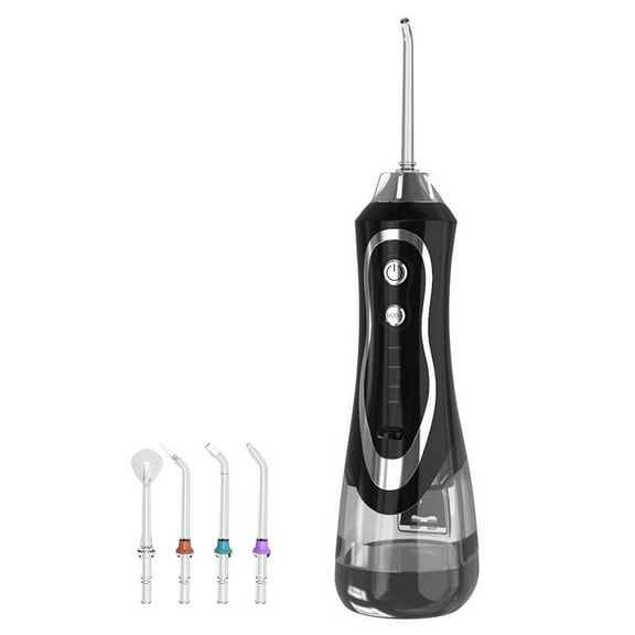 OAVQHLG3B Electric Tooth Irrigator With 4 Nozzles, Portable & Rechargeable IPX7 Waterproof Strong Battery Life Water Toothbrush Pick For Family Travel