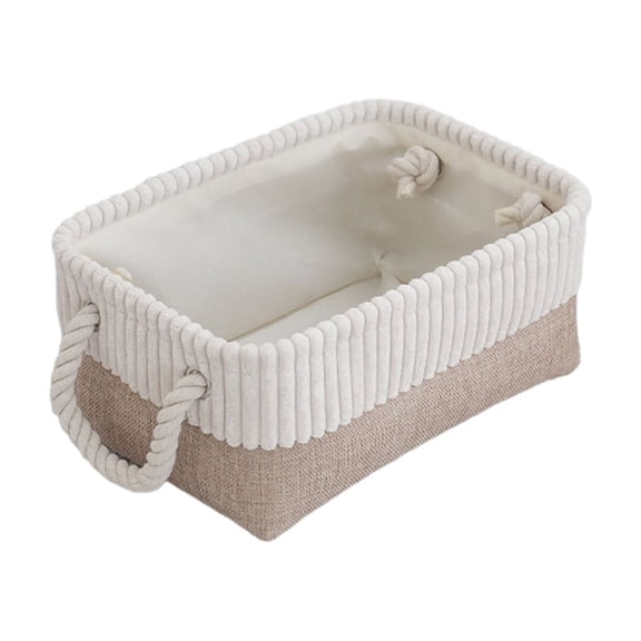 OAVQHLG3B Fabric Bins for Organization, Foldable & Stackable With Lid & Rope Handles, Collapsible Fabric Storage Cubes Lightweight, Space Saving Collapsible Bin