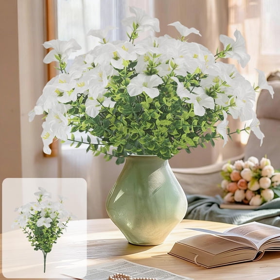 OAVQHLG3B Fake Flowers, Fake Daisy for Spring Summer Decor, Outdoor Christmas Flowers UV Resistant Artificial Flower for Home Garden Window Decor 14.1 inch White