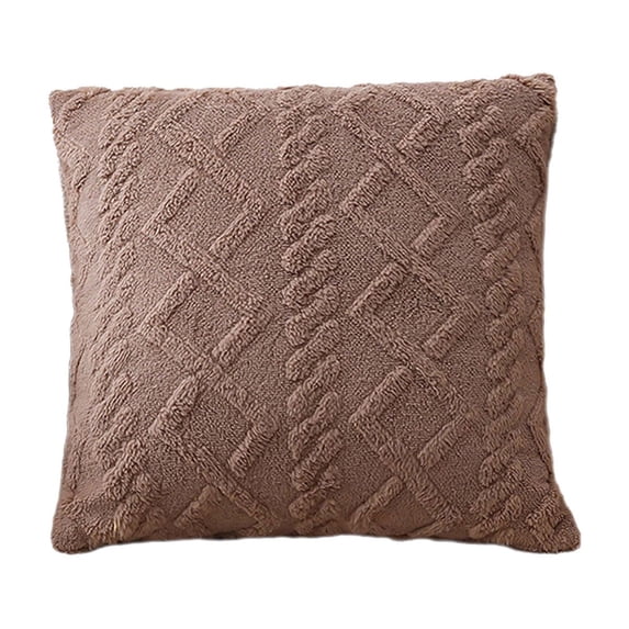 OAVQHLG3B Fall Throw Pillow Covers 16x16 Inch , Soft Plush Faux Wool Rust Solid Couch Pillow Covers, Accent Farmhouse Neutral Square Pillow Cases for Sofa Bed Living Room Home Decor