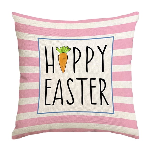 OAVQHLG3B Floral Easter Basket Bunny Pillow Covers, Rabbit Eggs Easter Home Decorations Spring Linen Decorative Throw Pillows for Couch Sofa Cushion Covers Farmhouse Home Decor Living Room