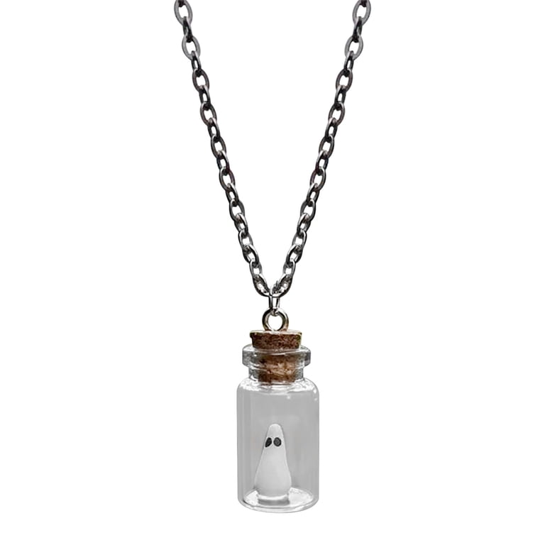 1 Pezzo Halloween Tematico Collana Pendente Con Bottiglia Di Vetro A Forma Di Fantasma Che Si Illumina Al Buio, Adatta Per L'uso Quotidiano E Per Halloween Delle Donne | SHEIN ALIA