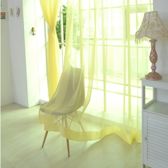 OAVQHLG3B Glam Yellow Home Kitchen Supplies Sheer Valances, 31.5” x 78”