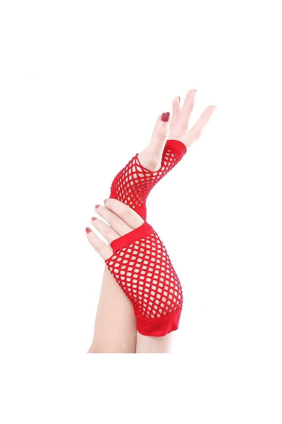 Gloves Punk Goth Lady Disco Dance Costume Lace Fingerless Mesh Fishnet Gloves