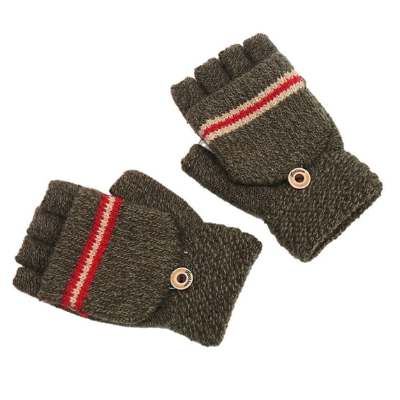 OAVQHLG3B Gloves Winter Big Children's Gloves Half Finger Knit Gloves AB-yarn Boy Gloves