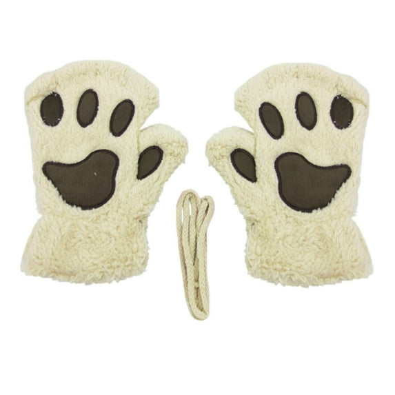 OAVQHLG3B Gloves Women's Thermal Fingerless Gloves Cute Cat Claw Bear Paw Plush Fingerless Finger Gloves Lined Windstopper Gloves Soft Warm Outdoor Sports Cycling Gloves