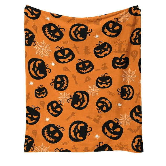 OAVQHLG3B Halloween Decorations Pumpkin Pattern Blanket, Modern Flannelette Warm Blanket For Bedroom