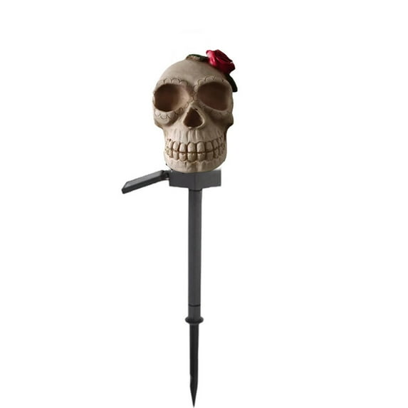 OAVQHLG3B Halloween Decorations Solar Skull Headlamp Terrifying And Funny Insertion Lamp Resin Holiday Decoration Prop Decoration Courtyard Lamp