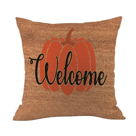 OAVQHLG3B Halloween Pillow Case, Pumpkin Print Pillow Cover, Happy Halloween Linen Sofa Bed Throw Cushion Cover Halloween Decoration (18" x 18")