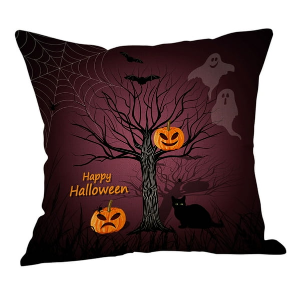 OAVQHLG3B Halloween Pillow Case,Pumpkin Print Pillow Cover, Happy Halloween Linen Sofa Bed Throw Cushion Cover Halloween Decoration (18" x 18")