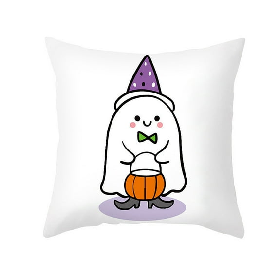 OAVQHLG3B Halloween Pillow Covers 18 x 18 Ghost Pumpkin Pillow Covers Trick or Treat Pillow Covers Linen Sofa Bed Throw Cushion Cover Halloween Decoration