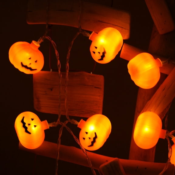 OAVQHLG3B Halloween String Lights, LED Pumpkin Lights, Holiday Lights for Outdoor Decor,Battery Operated Waterproof Pumpkin String Lights 20LEDs for Halloween Party Decorations