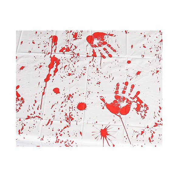 OAVQHLG3B Halloween Tablecloth Party Decoration Kit Red Handprints Splatter Disposable Plastic Table Cover Birthday Gifts Zombie Walking Dead Dinner Party Buffet Dcor