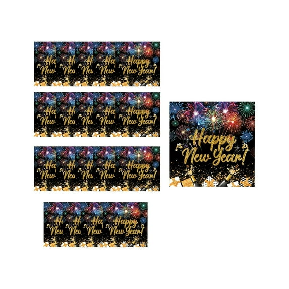 OAVQHLG3B Happy New Year Party Supplies, Party Plates, Cups, and Napkins, New Year Party Decorations for New Years Eve Party Serves (20Pcs Napkins)