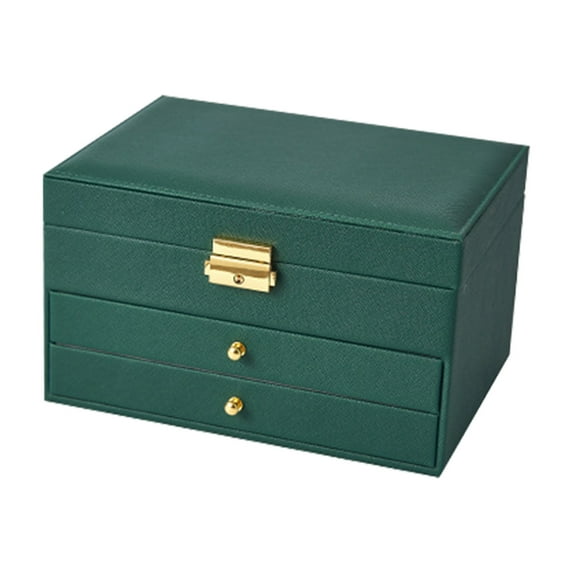 OAVQHLG3B Jewelry Box With Lock And Mirror Jewelry Organizer Storage Case With 3-Layers Display For Earrings Bracelets Rings Watches