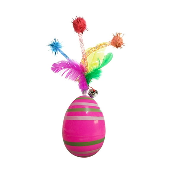 OAVQHLG3B Kitten Easter Egg Cat Toy, Interactive Tumbler with Feather & Bell, Fun Egg-Shaped for Indoor Kittens, Engaging Feather Bell Toys for Playful Cats