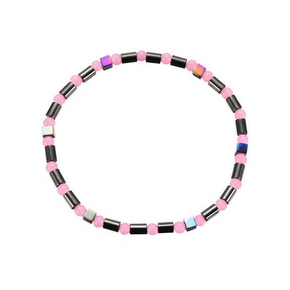 OAVQHLG3B Magnetic Lymph Anklet For Women Ladies Personality Fashion Oval Magnetic Black Gallstone Beaded Beach Anklet